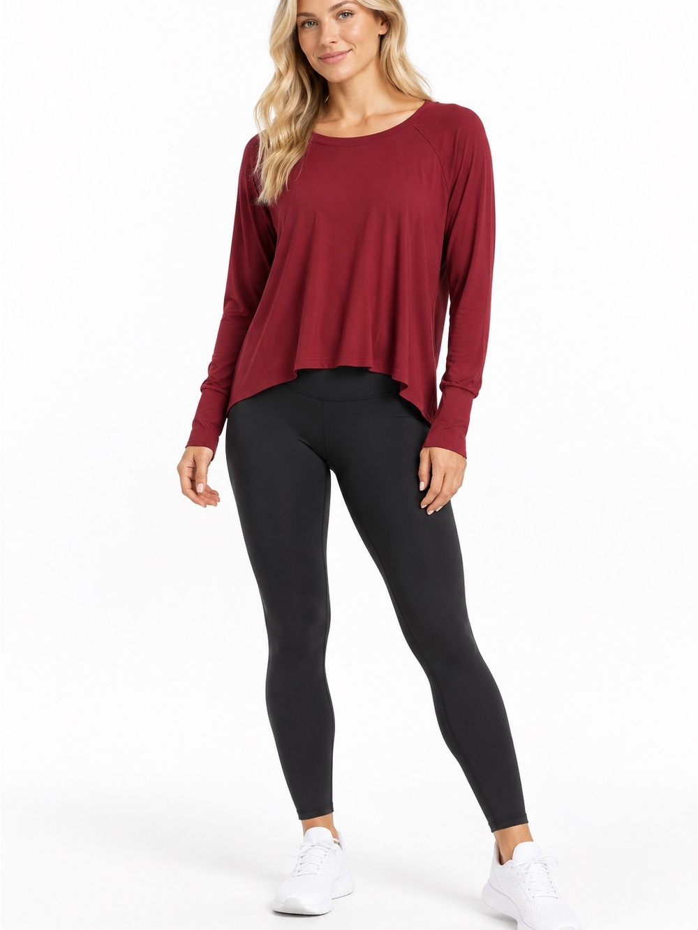 Beyond Yoga Women's Long-Sleeve Scoop Neck Top - Burgundy